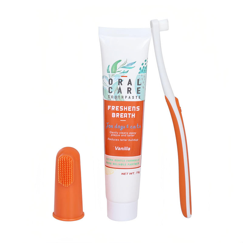 Dog Toothbrush Set, Dental Care Dog Set with Toothpaste for Dogs and Dogs Dental Care Fingerling and Dog Toothbrush, Protect Your Teeth, Removes Plaque and Bad Breat, Beef Flavor