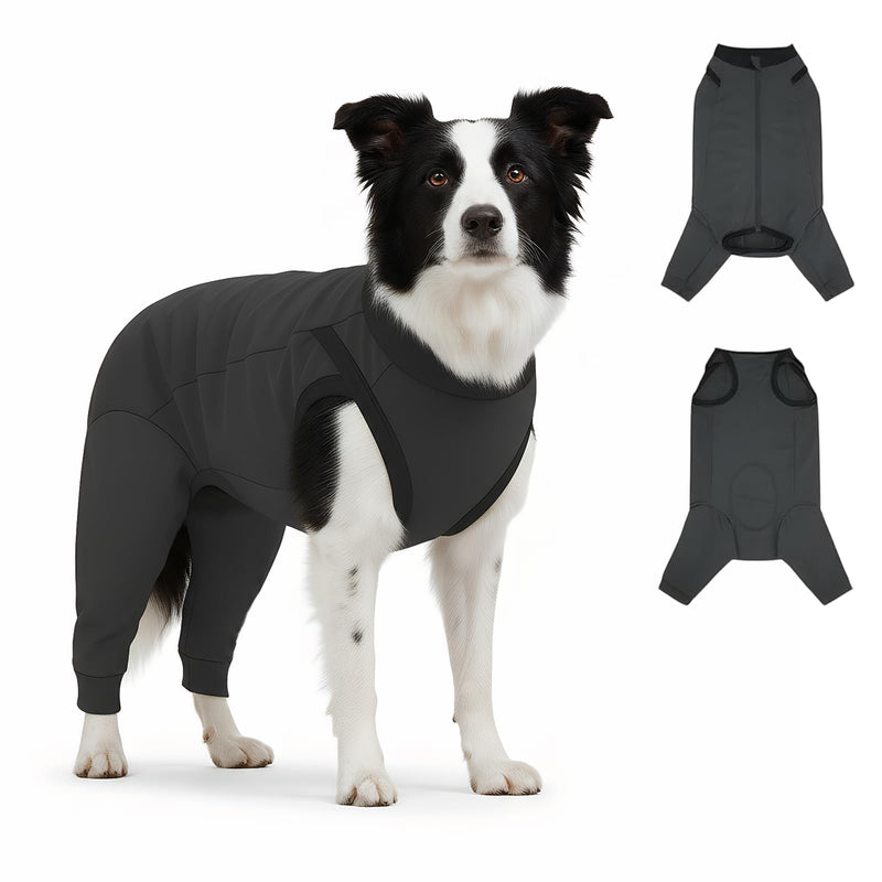 Dog Body After Surgery, Protective Suit Dog After Castration, Wound Protection Suit Dogs, Aftertreatment Suit Dogs, Anti-Leak Body, Breathable, Cotton, Adjustable, Black, XL