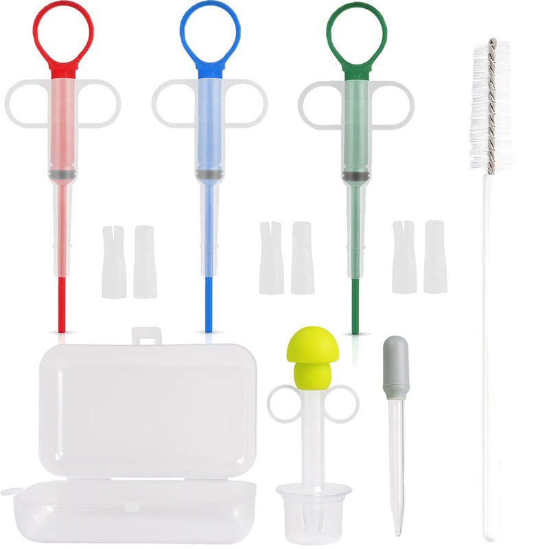 Pack of 5 pill dispensers for cats, pill assistant cat, practical set with 3 syringes, 1 milk bottle and storage box, ideal for giving medicine to pets