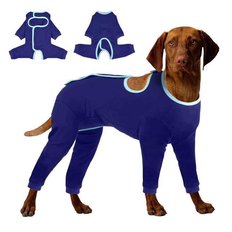 Surgical Body Dog Long-Sleeved with Leg, Dog Bodysuit After Surgery, Rear Legs Leak Protection After Surgery, Adjustable Body Dog Recovery Case, Wound Protection Suits, Body Breathable After Dog, Blue M (Chest Circumference: 45-53cm)
