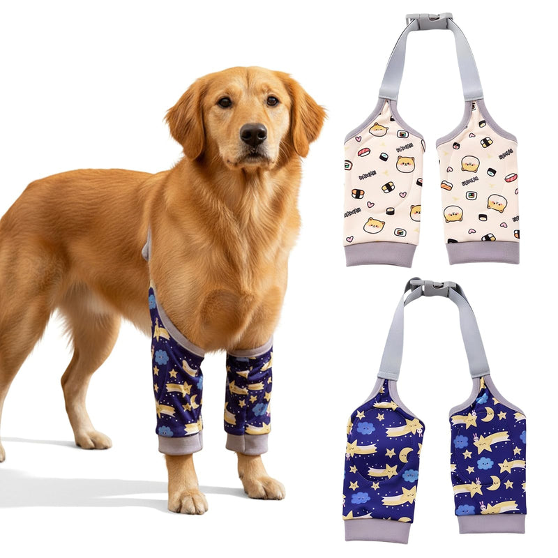 Knee Pads for Dogs Pack of 2 Recovery Sleeve Dog Elbow Pads Blue and Yellow Surgery Recovery Sleeve for Medium and Large Dogs Front Legs Knee Support Osteoarthritis (XL) XL