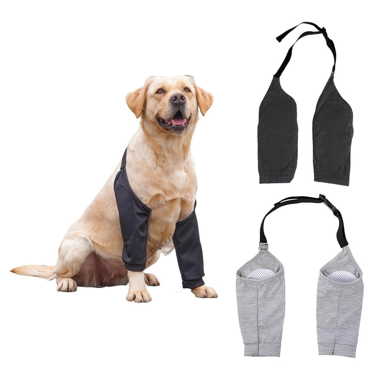 Pack of 2 Adjustable Elbow & Knee Support for Dogs, Breathable Mesh Joint Protectors with Fastening, Support Bandage for Dogs for Arthritis, Lameness & Post Surgery, Black/Grey