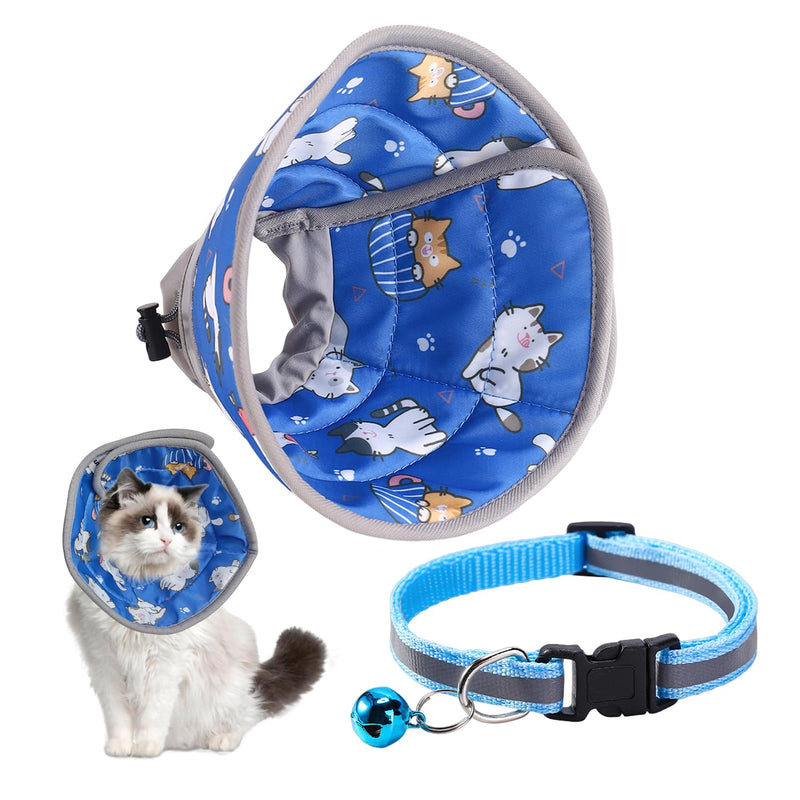 1 x cat protection ring and 1 x blue collar, post-operative protective cover for pets, neck protection tool, practical headgear against licking and biting of pets.