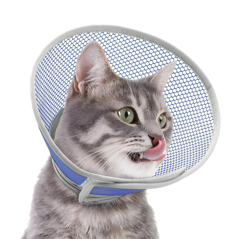 Supet Cat Collar - Soft and Comfortable, Adjustable, Waterproof, After Surgery to Prevent Licking and Scratching, Alternative to Plastic Elizabeth Cervical Collar (Deep Blue L) Deep Blue