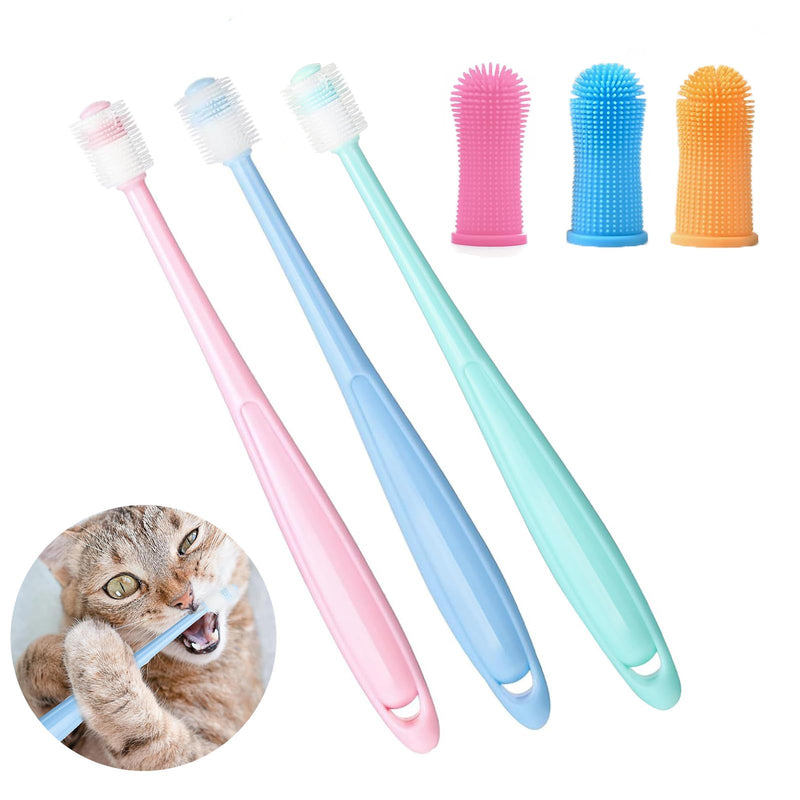 Pack of 6 Cat Toothbrushes, 360 Degree Dog Toothbrush for Small Dogs, Medium and Large Pets, Silicone, Food Grade, Reusable Toothbrush for Cats and Dogs