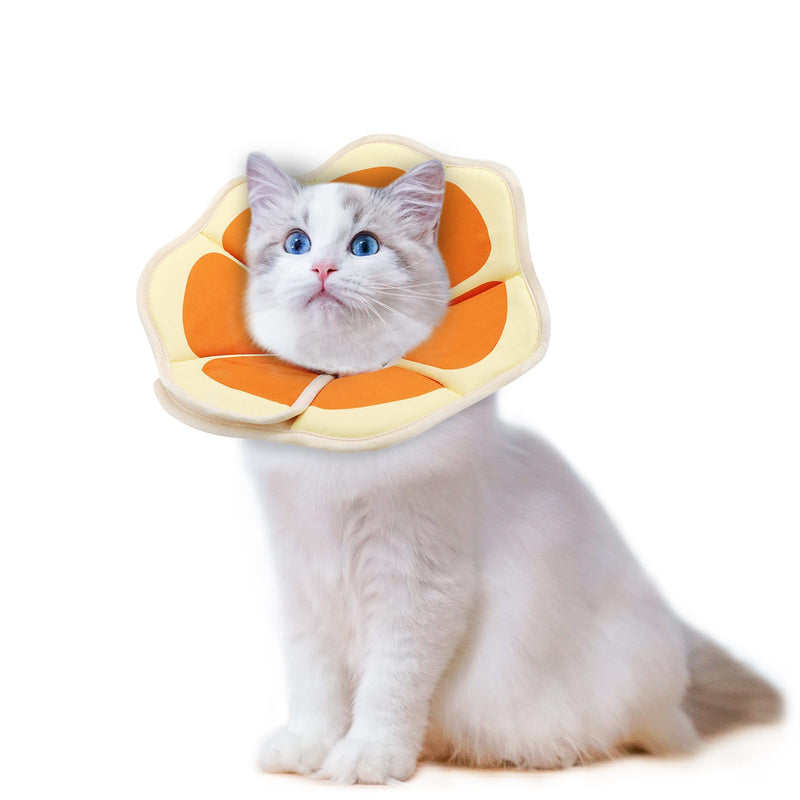 Supet Soft Fruit-Style Collar for Cats & Small Dogs, Adjustable Recovery Cone After Surgery, Comfortable Protective Crack Against Injuries and Skin Problems for Puppies, Kittens and Cats S orange
