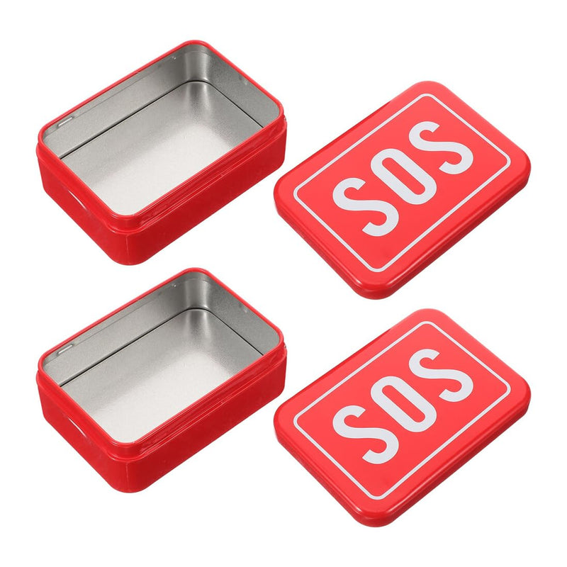 Pack of 2 Multifunctional SOS Survival Box Metal Emergency Box for Camping Hiking and Travel for Storage of Medicine and Survival Equipment