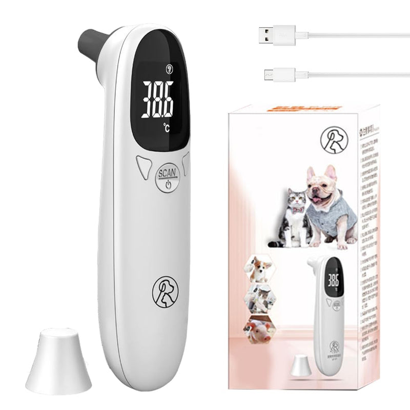 Dog Ear Temperature Monitor, Thermometer for Dogs and Cats, Digital Pet Thermometer with LED Display, Portable Ear Thermometer for Dogs, Cats and Animals, Quick and Accurate