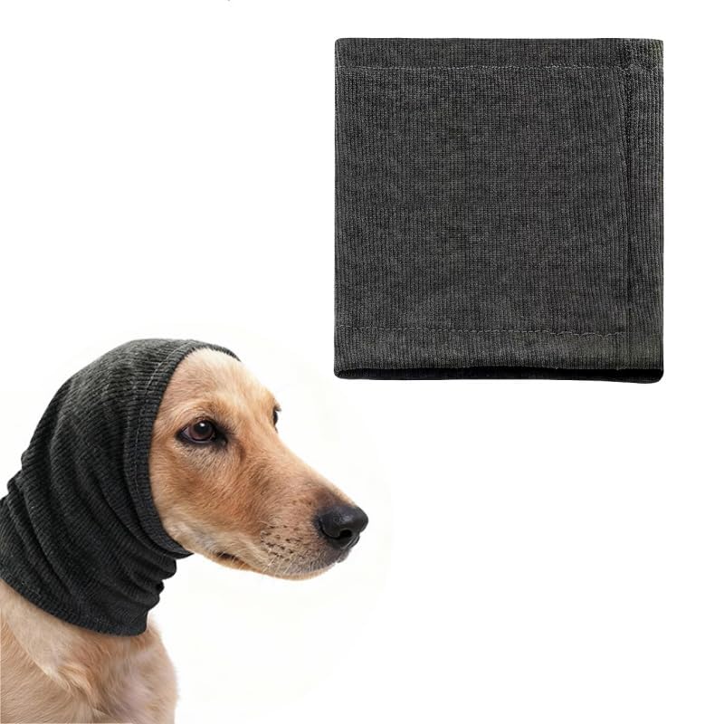 Ear Muffs Dog Noise Protection Cuffie Per Cani Anti-Noise Ear Protection Dog Calming Aid Ear Protection Dog Scarf for Dogs Stay Warm, Grey, L