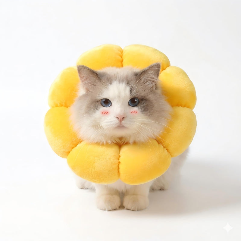 Cat Collar, Soft Adjustable Cat Collar for Cats and Small Dogs, Ideal for After Surgery, Care and Protection, Breathable, Bacteria-Inhibiting and Skin-Friendly (Yellow, M)