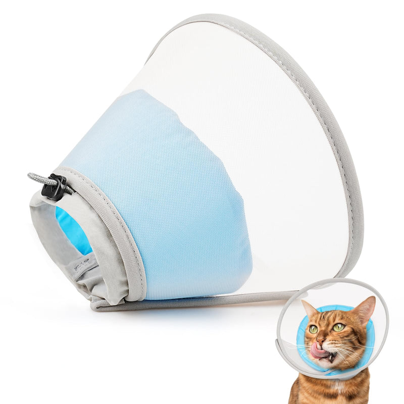 Supet Soft Cat Collar: Comfortable Waterproof Mesh Recovery Cone After Surgery to Prevent Licking and Scratching, Alternative to Plastic Elizabeth Head/Neck Cone (Light Blue, S) lightblue