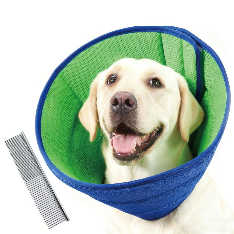 Dog Collar, 38-44 cm Protective Collar, Dog Leak Protection, Adjustable Dog Collar, Lightweight Protective Measures Protective Collar with Dog Comb for Post-Operative Care and Daily Protection