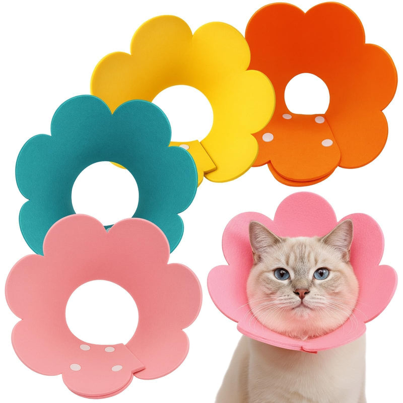 Pack of 4 Cat Collar, Protective Collar, Soft Protection for Wound Healing and Care, Breathable Collar for Cats