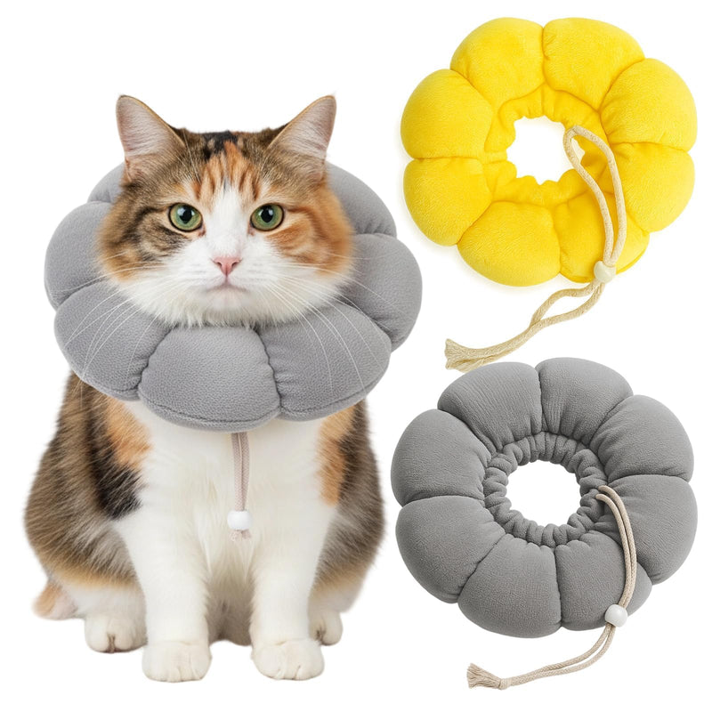 Pack of 2 Cat Neck Collar, Lick Protection, Adjustable Cat Collar, Cat Collar with Comfort Design, Soft Material for Day and Night Use, Lightweight and Breathable for Cats