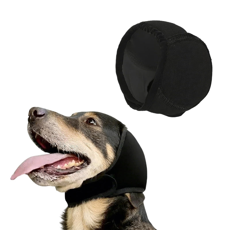 Dog Earmuffs, Noise Reduction, Waterproof Ear Protection, Dog Hearing Protection, Elastic Wrap with Sound Insulation for Noise Blocking, Calming, Bathing, Winter (Black S) Black S