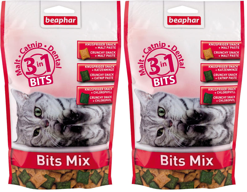 Beaphar Bits Mix - For Cats - 3 in 1 - Malt - Catnip - Dental - Cat Snacks - Pack of 2 (1 x 150 g) 150 g (pack of 2)