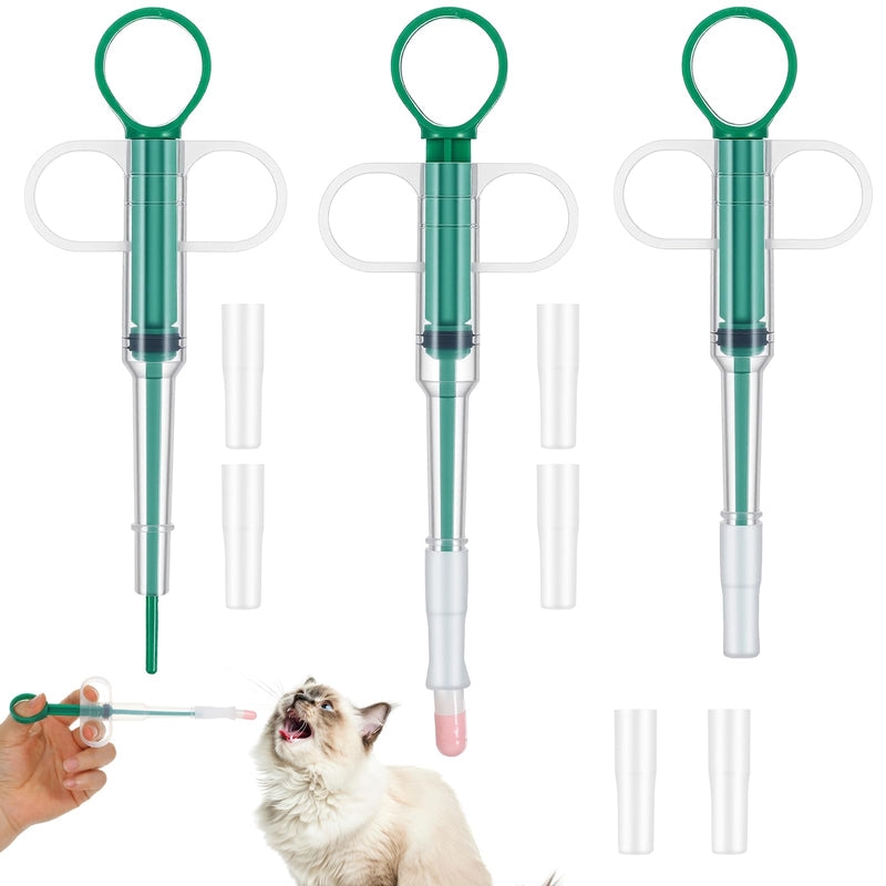 Grevosea Pack of 3 pill dispensers for cats, pill dispenser, cat flea tablets, pill assist, cat dogs, pet feeder for input aid, pill cat cat, green