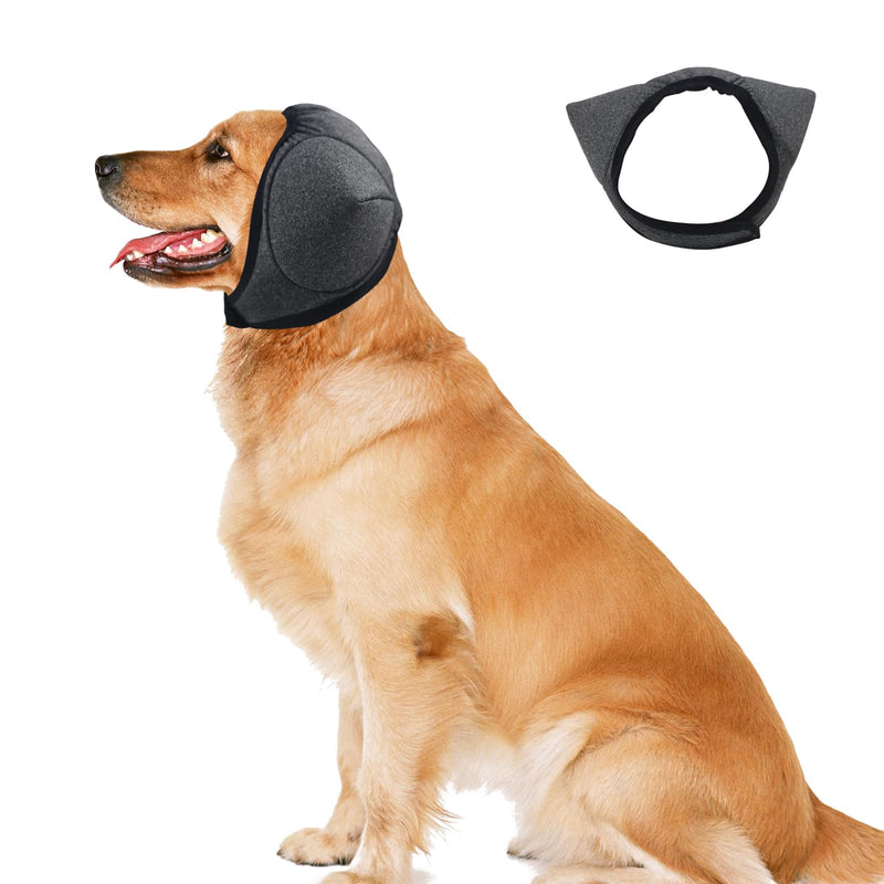 Waterproof Dog Earmuffs - Anti-Vibration Earmuffs for Grooming, Noise and Hematoma Relief, Soothing Hood Design for Bathing, Drying and Swimming (Grey, L)