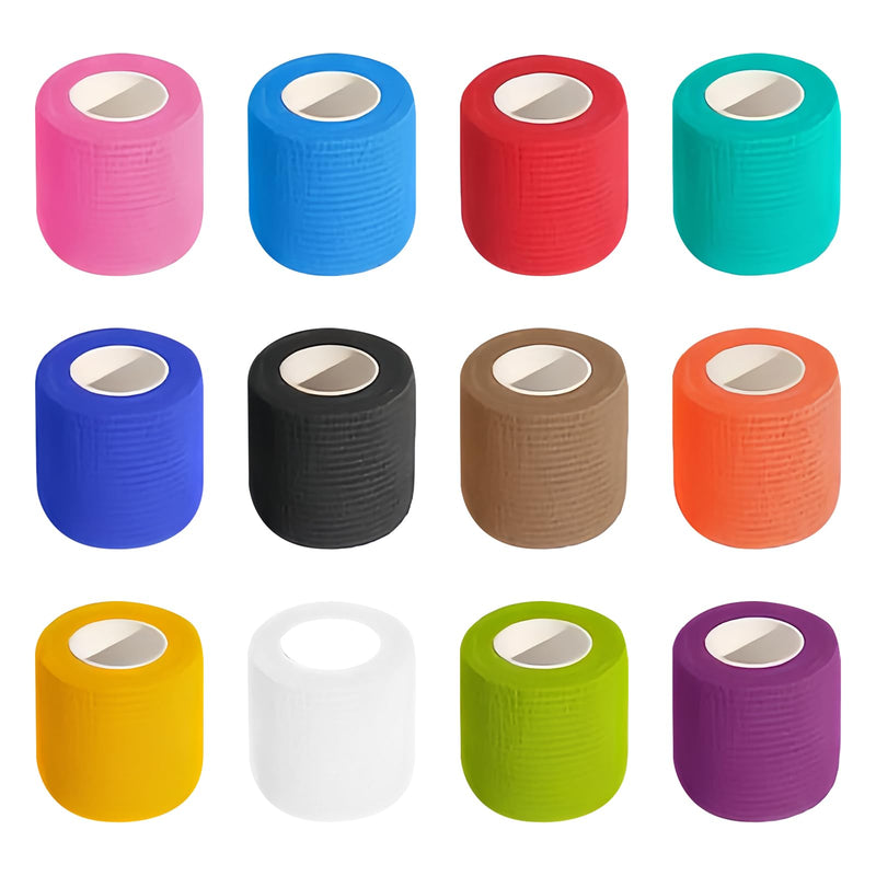 12 Rolls Self-Adhesive Bandage for First Aid, Fixation Bandage for Dogs, Horses and Pets, Elastic Sports Bandage, Adhesive Bandage for Animal Care