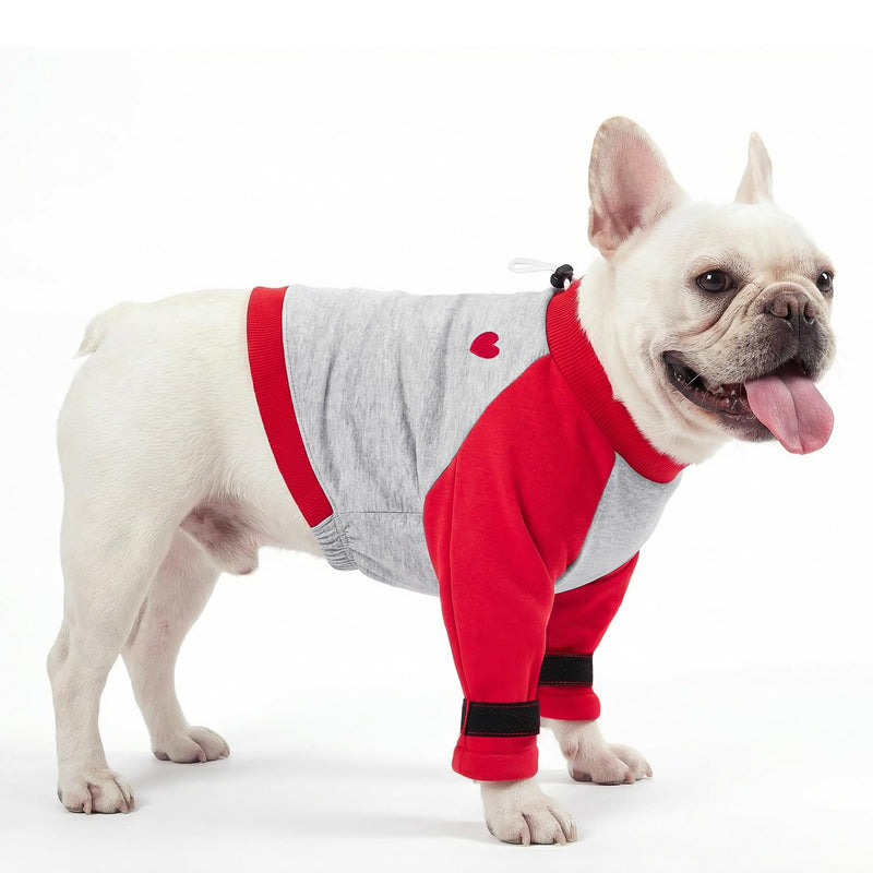 Eyein Dog Body Suit After Surgery, Front Leg Protective Sleeve with Soft Padding to Prevent Licking and Protect Wounds After Operations, Breathable Long-Sleeve Shirt for Dogs and Pets (Red, S)