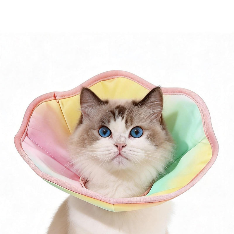 Adjustable Soft Cat Cone Collar - Waterproof Recovery Collar for Cats After Surgery, Lightweight Elizabethan Collar for Kittens, Small to Large Pink Gradient Color M(Neck: 22-26CM)