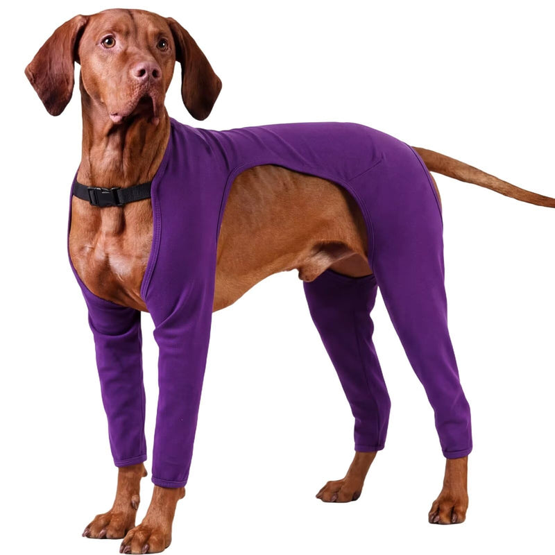 IECOii Surgery Suit for Dogs, Front and Rear Legs, Easy to Fit Medical Dog Suit, Soft Post-OP Sleeve for Dog Legs, Prevents Licking, Post-OP Full Body Suit, Purple, 2XL