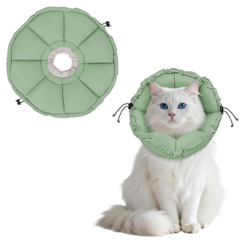 Adjustable Cat Collar 2-in-1 Soft Cat Collar with Flower Shape for Cats After Surgery and Injury, Protection from Licking on Paws & Stomach M light green