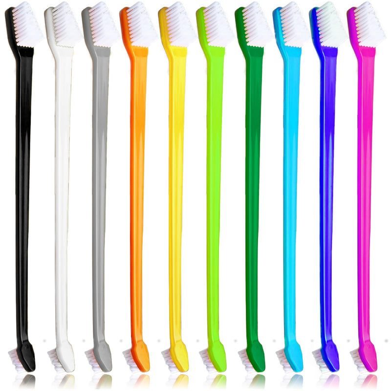 10-piece set of double-headed pet toothbrushes: Dog toothbrush for dogs and cats, long-handled dog toothbrush with soft bristles, Emmi Pet dental care set