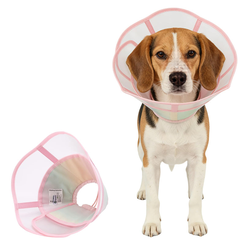 Soft Dog Cone Collar, Waterproof and Foldable Elizabethan Collar for Dogs After Surgery, No Leak Recovery E-Collar, Comfortable Protective Cone Alternative for Large Dogs (Pink, XS) Pink