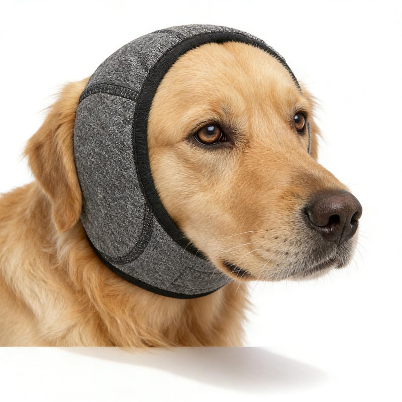 Dog Ear Protection, Adjustable Ear Protection Dog with Sound Insulation, Comfortable & Washable Earmuffs, Dog Fireworks for All Dog Breeds, Ideal for Bathing and Drying (Grey-M)