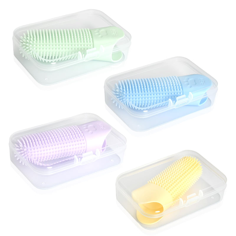 Pack of 4 Finger Cots for Pet Dental Care, Made of Soft Silicone with Nubs, Ideal for Brushing Teeth on Dogs, Cats, Dog Toothbrush, Cat Toothbrush, Cleaning Agent for Fresh Breath