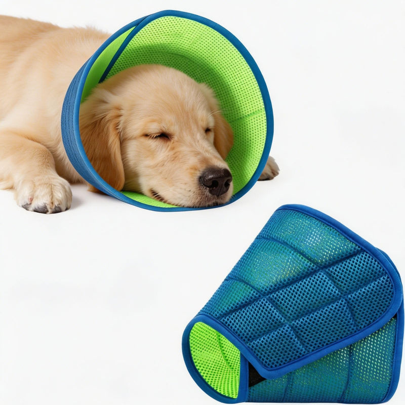 Pack of 2 Soft Dog Collar Lick Protection Breathable Adjustable Recovery Collar Elizabethan Prevents Licking Wounds After Surgery Blue (M) M