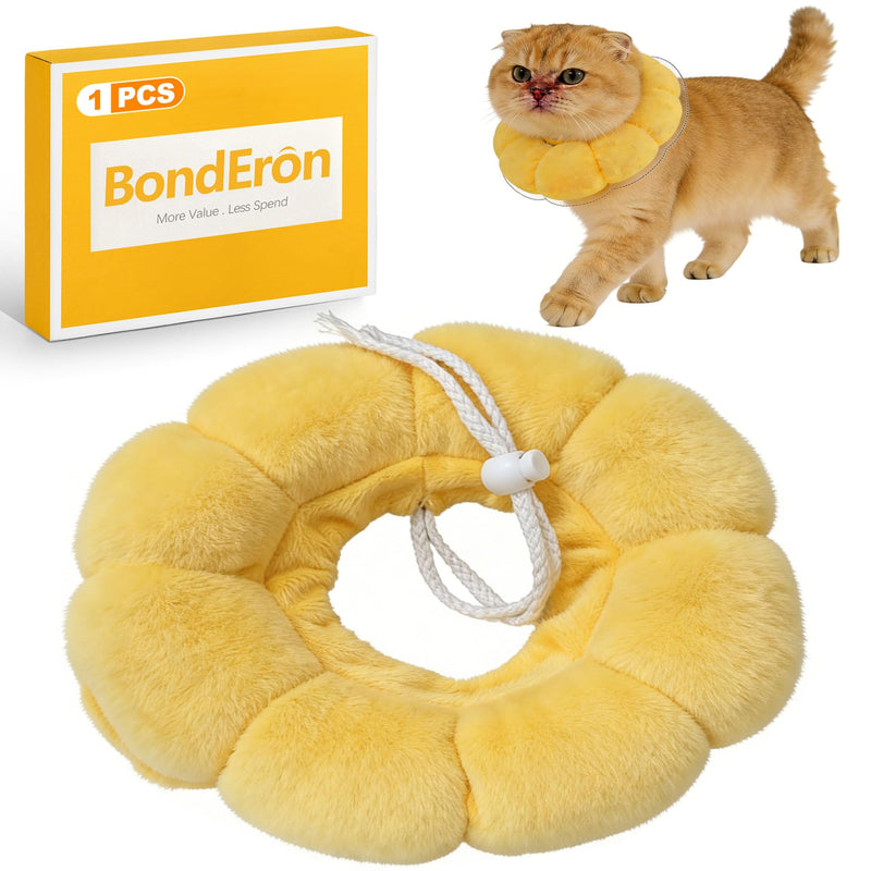 1 Piece Soft Cat Sunflower Neck Collar Adjustable Protective Collar S Comfortable Cat Collar Leak Protection Cleaning Care Alternative to Funnel Kitten Yellow