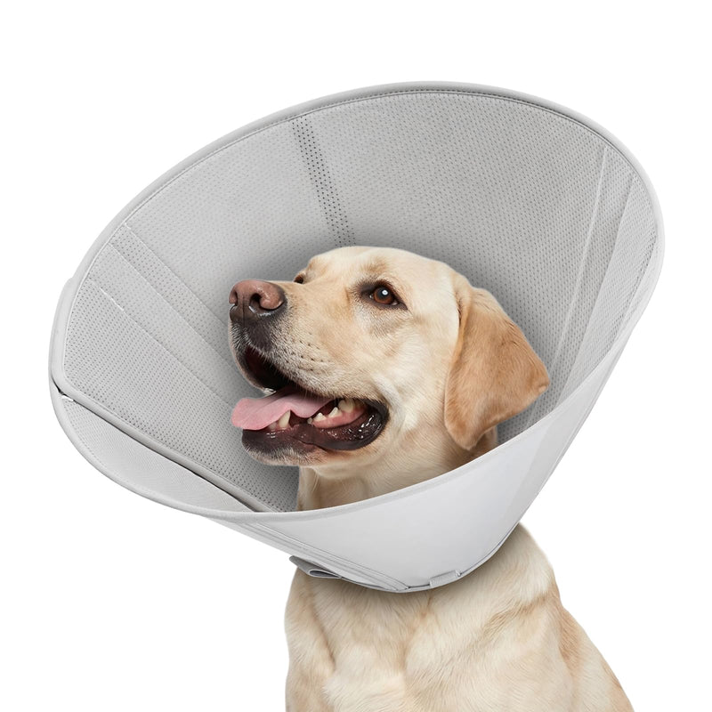 Supet Neck Brace for Dogs, Padded Soft Recovery Neck Brace, Adjustable Protective Neck Brace Prevents Licking After Surgery for Small, Medium and Large Dogs, Size L, Grey