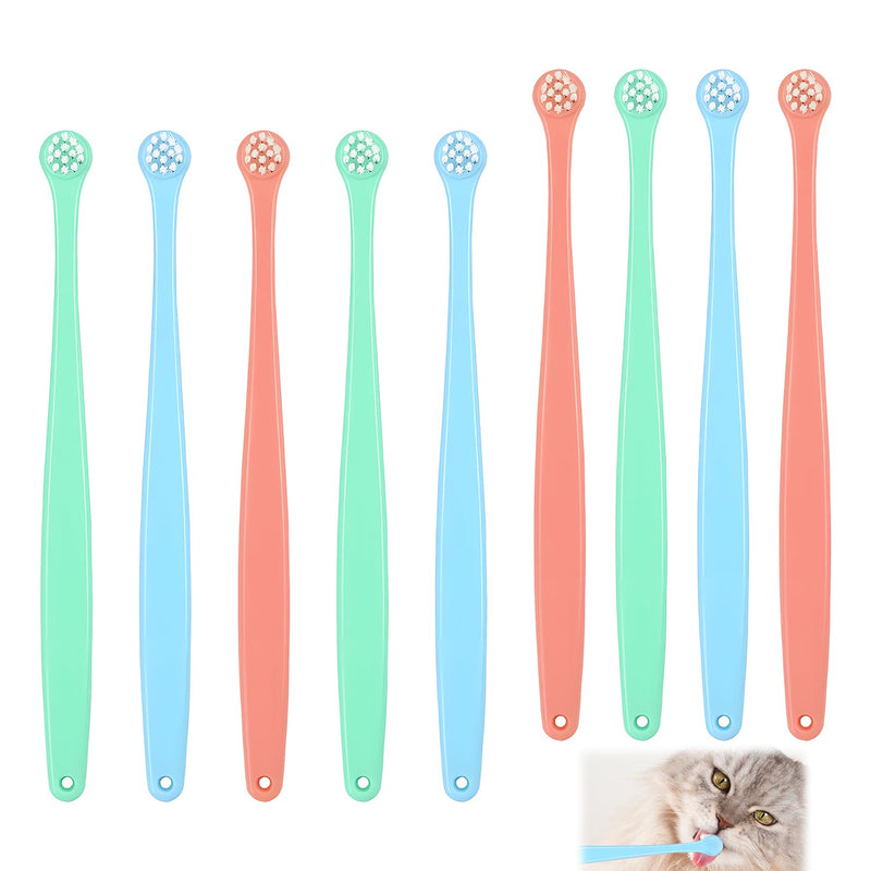 Pack of 9 Dog Toothbrushes, Small Soft Dog Toothbrush, Round Head, Cat Toothbrush, Soft Toothbrush, 360 Degrees, Reusable, Mini, Portable, for Sensitive Gums of Pets