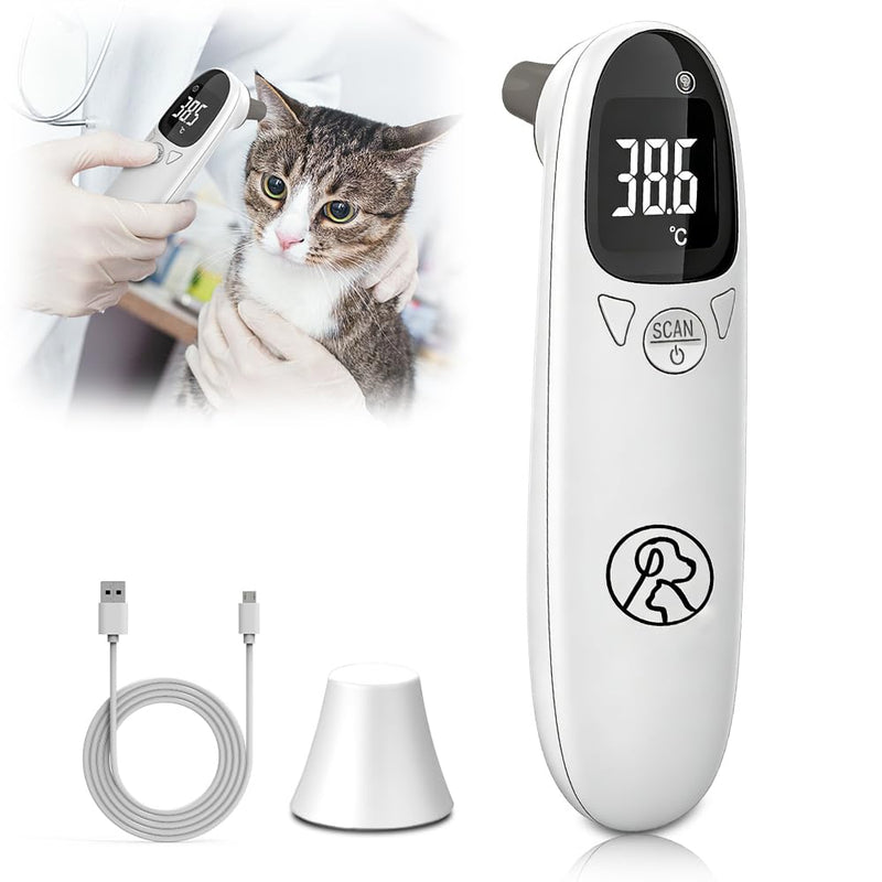 Ear Thermometer for Dogs, Fever Thermometer, Cat with LED Display, 1 Fever Thermometer, Horse, Dog Fever Thermometer, Thermometer for Dogs, Cats, Cows, Ferd and Animals