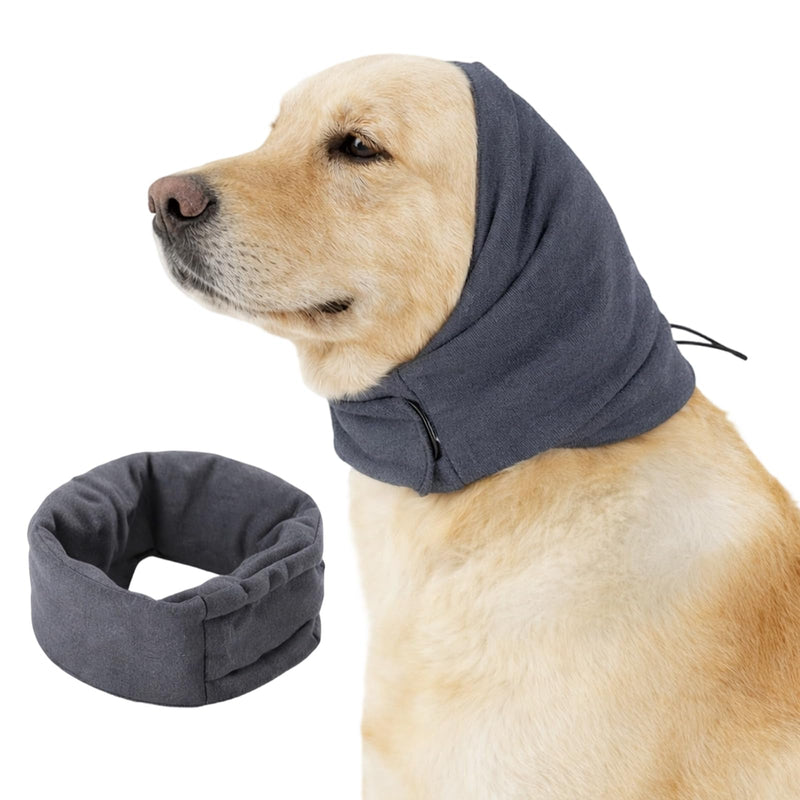 1 pc. Dog Ear Protection Grey Calming Pet Bandana, Soothing Hood, Dog Hearing Protection, Easy-Clean Head Protection for Dogs with Adjustable Self-Adhesive Strap