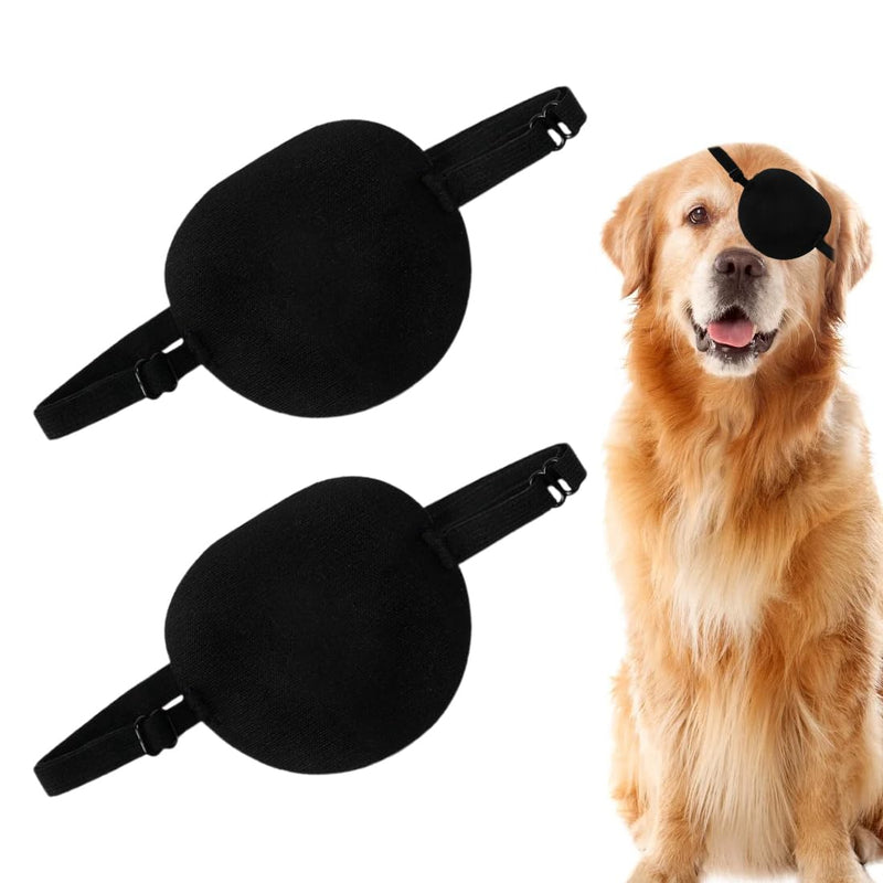 Eye Care for Dogs, Black Single Sided Sleep Mask with Adjustable Closure to Prevent Pressure on the Eye (Pack of 2)