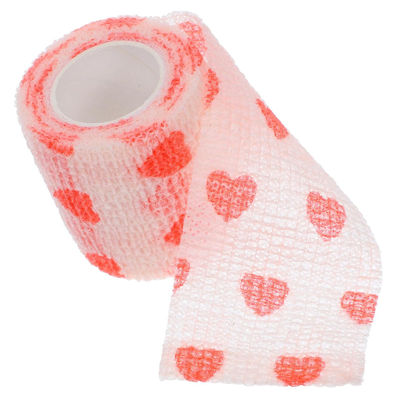 Beavorty Self-Adhesive Elastic Pet Bandage 5cm x 4.5m Made of Highly Elastic Non-Woven Fabric, Red with Pattern, Adjustable Cat and Dog Bandage for Wound Protection During Outdoor Activities and Care