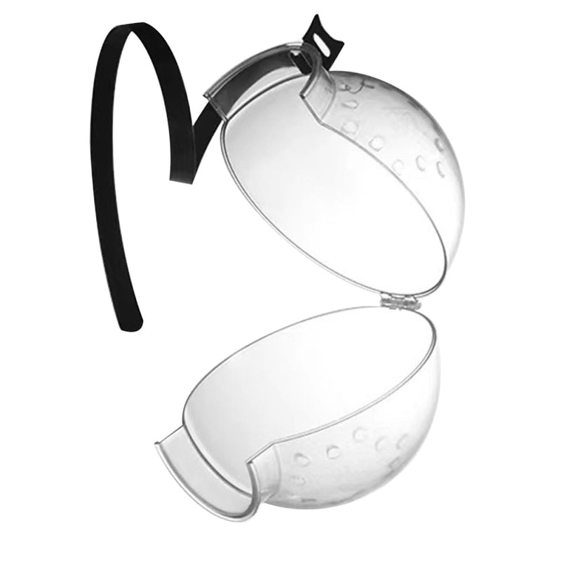 Breathable cat head protector made of ABS with a lightweight design and easily removable white protective collar for outdoor use.
