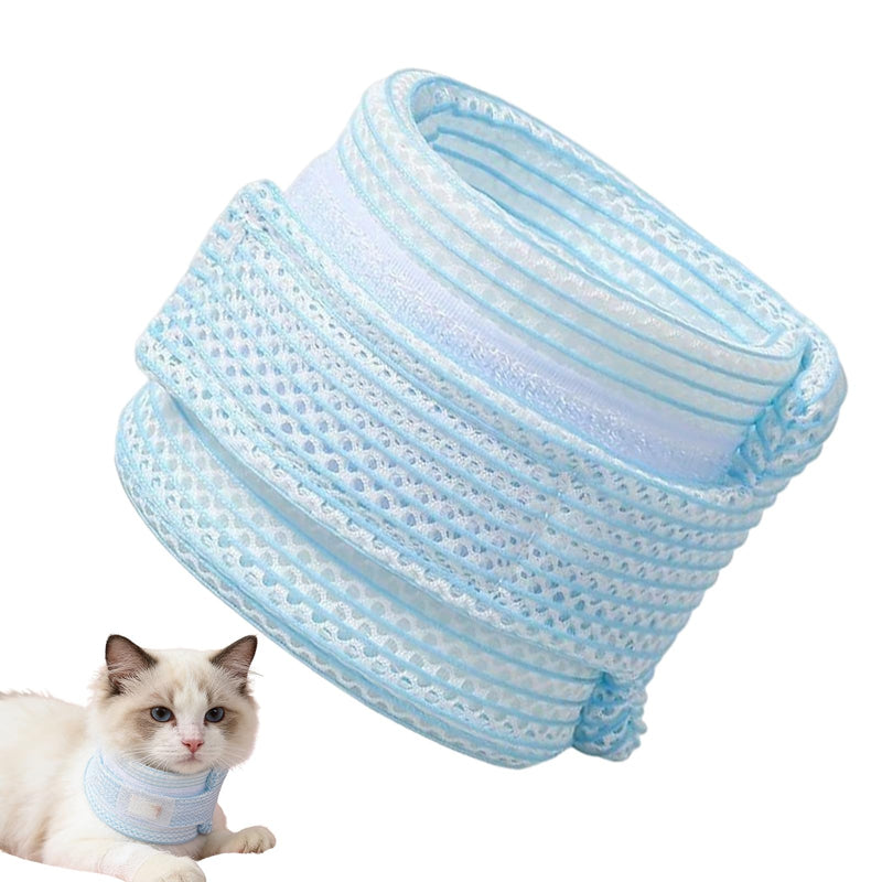 Weiche Katzen-Halsbandage – Atmungsaktiver Leckschutz-Kragen Mit Verstellbarem Wundschutz | Elisabethanische Stützabdeckung Für Die Erholung OP & Alltag | Bequeme Halskrause Für Kleine Bis Mittel Blau S