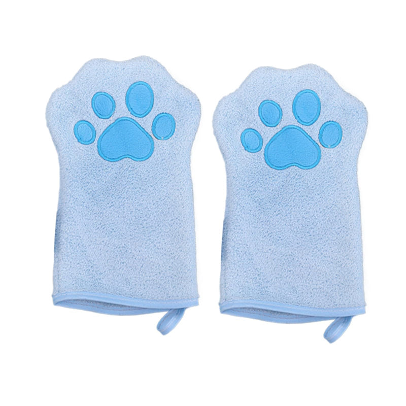 Cat bath gloves, efficient tool, soft microfiber towel for long-haired cats, stable shedding control, ideal for travel, outings, grooming, 2 pieces, sky blue