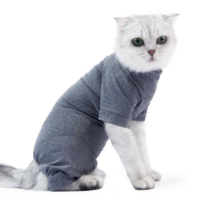 Yctze Pet Recovery Suit for Cats ‬ Jacket for Four-Legged Friends ‬ Stretchy and Comfortable (Medium) Grey Medium