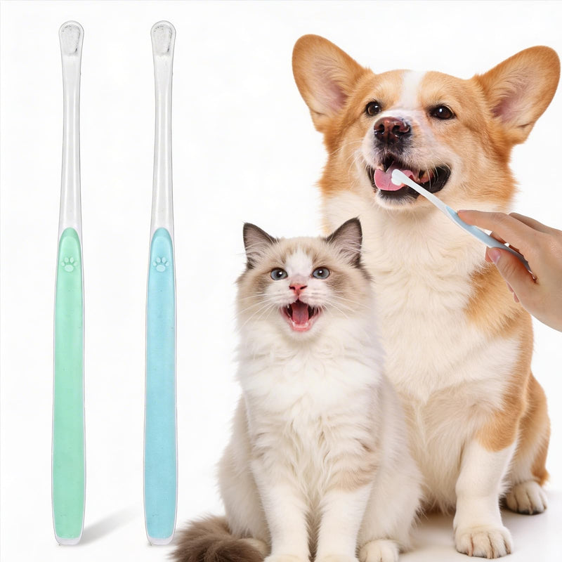 Pack of 2 Dog Toothbrush, Cat Toothbrush, Soft Toothbrush, Dog, Mini Toothbrush, Cat, Reusable Pet Toothbrush for Kittens and Puppy Teeth Cleaning, Oral Care