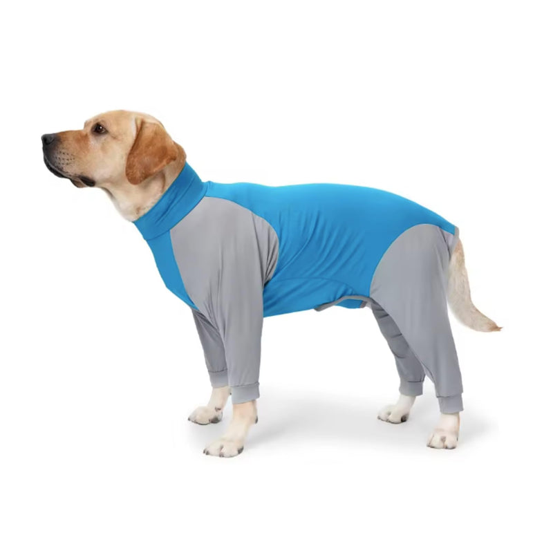 Dog suit against hair - surgical protective suit/dog overall anti-shedding - wound protection dog clothing - dog bodysuit with legs for protection and against hair in the house (Blue, S) Blue