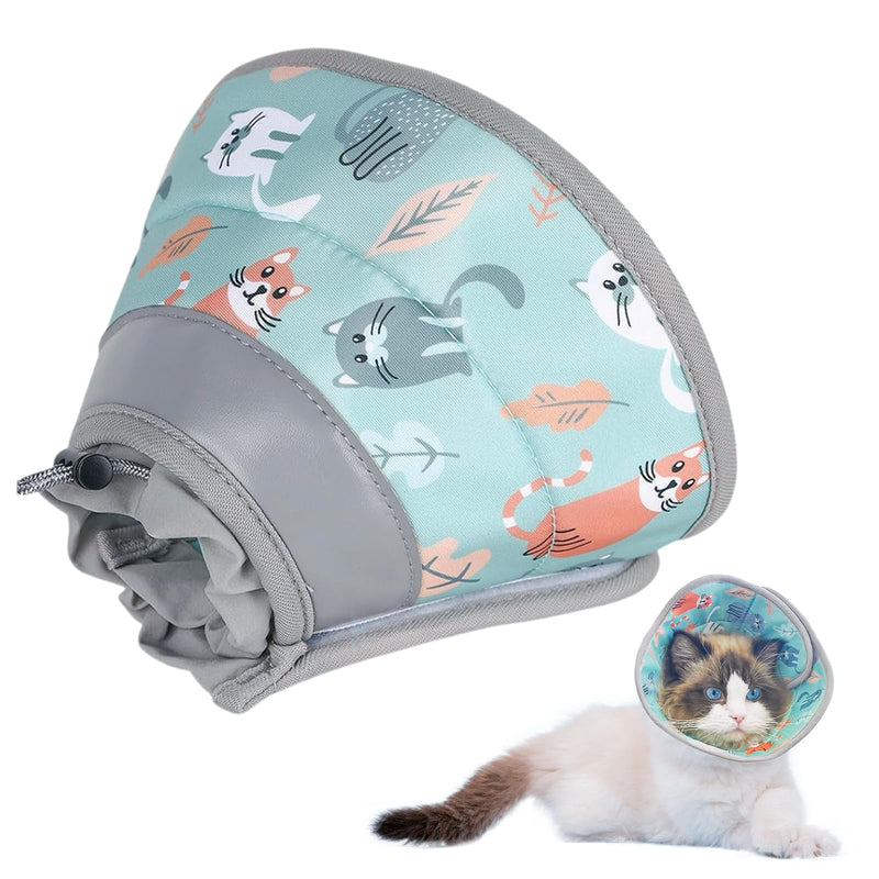 Soft Cat Collar, Adjustable Cotton, Cat Collar, Protective Collar Against Licking and Scratching, Foldable Cat Collar for Cats and Small Dogs (Mint Green, M)