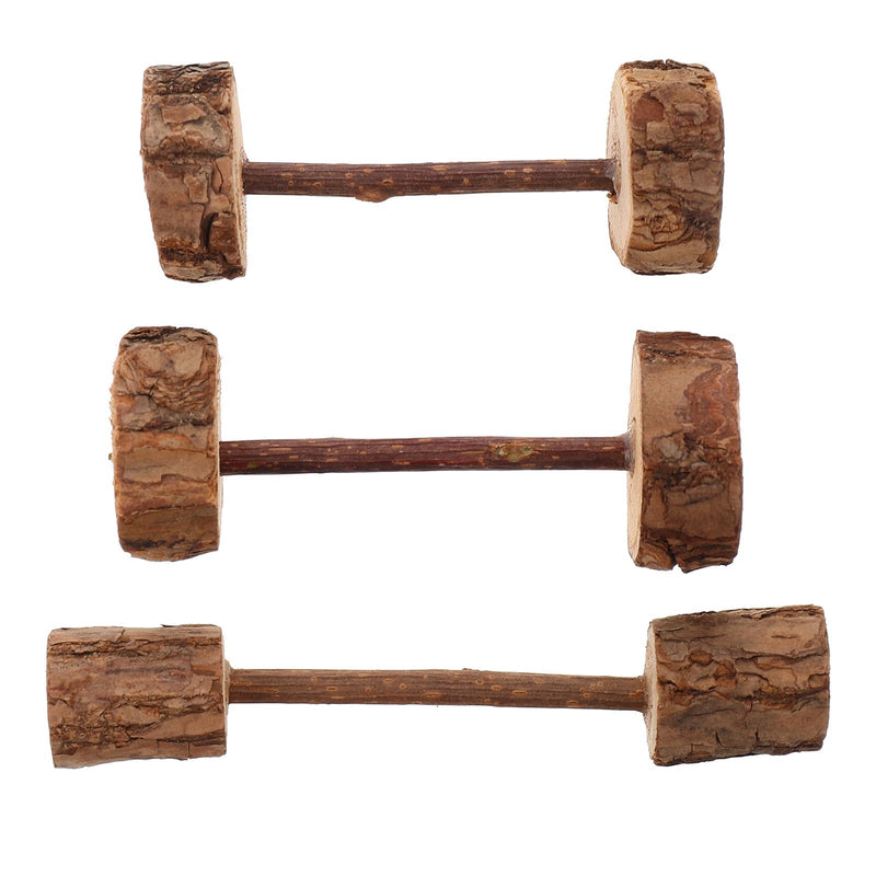 Cabilock Matatabi Dumbbell Cat Toy Made of Natural Wood, 3-Piece Pack, for Dental Care and Entertainment of Cats at Home or in Pet Shops, Random Style