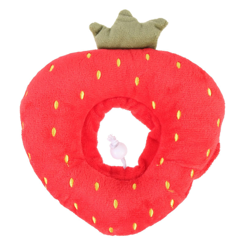 Garneck Funny Fruit-Shaped Cat Collar Made of Plush Material, Soft Anti-Lick Collar for Cats During Recovery and Decorative Pet Collar in Red