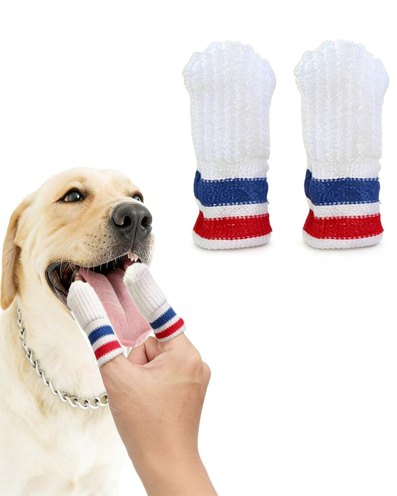 Dog Toothbrush, 2 Pack Micro Fleece Finger Toothbrush, Soft Nylon Dental Care for Dogs, Orozyme Suitable, One Size Fits Small & Large