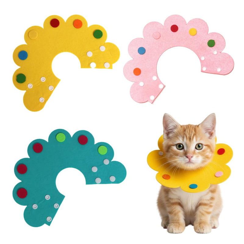 Collar for Cats/Puppy, 3 Pieces Anti Bite Cat Protective Collar, Soft Adjustable Protective Collar for Cats Small Dogs After Surgery l